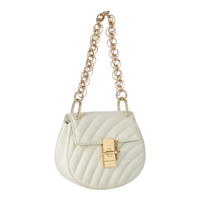Chloé White Chloe Drew Quilted Small Gold Chain Shoulder Bag