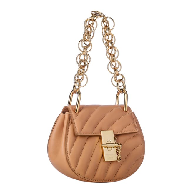 Chloe Rose Blush Chloe Drew Quilted Small Gold Chain Shoulder Bag