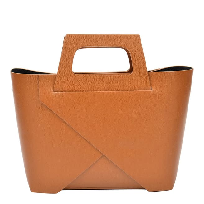 Carla Ferreri Cognac Leather Tote Bag