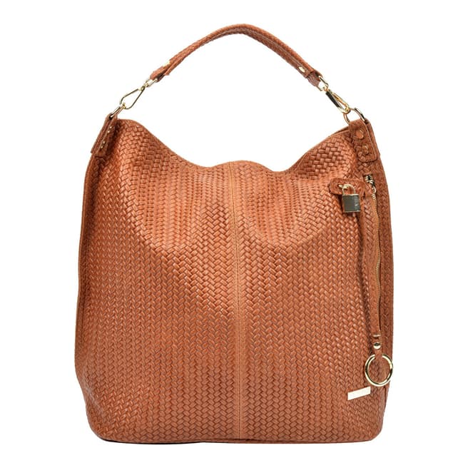 Renata Corsi Cognac Leather Hobo Bag