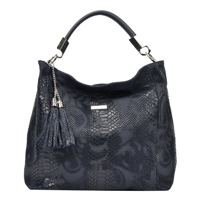 Carla Ferreri Blue Leather Hobo Bag