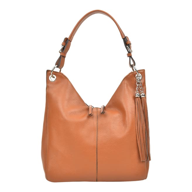 Carla Ferreri Cognac Leather Shoulder Bag 