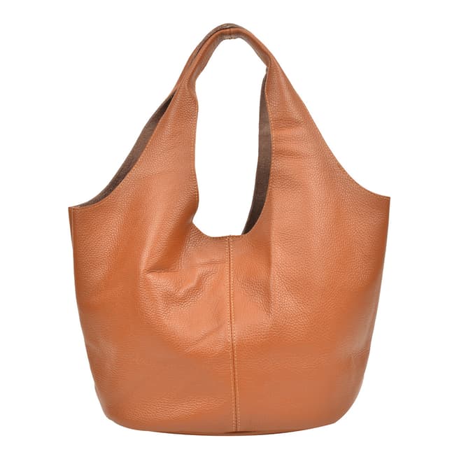 Carla Ferreri Cognac Leather Shoulder Bag 