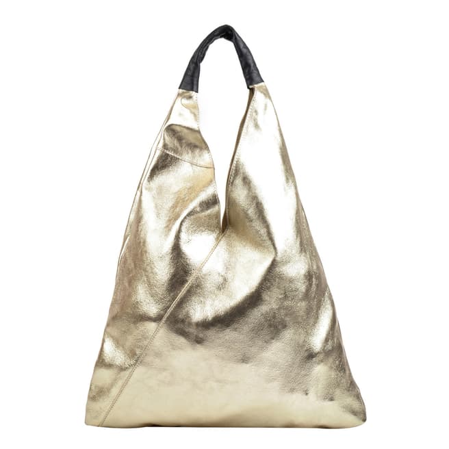 Isabella Rhea Gold Leather Shopper Bag