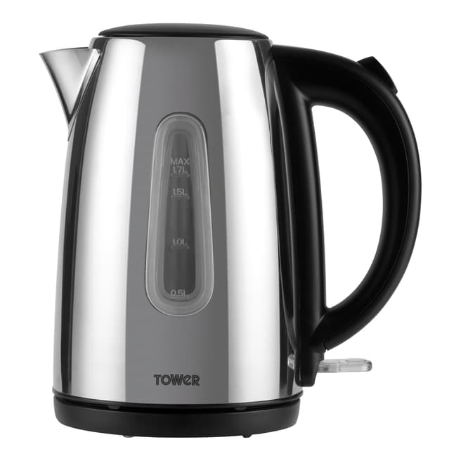 Tower Polished Stainless Steel Jug Kettle, 1.7L
