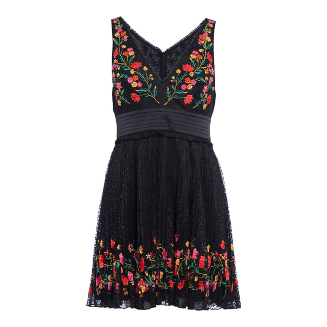 French Connection Black Amity Lace Embroidered Dress
