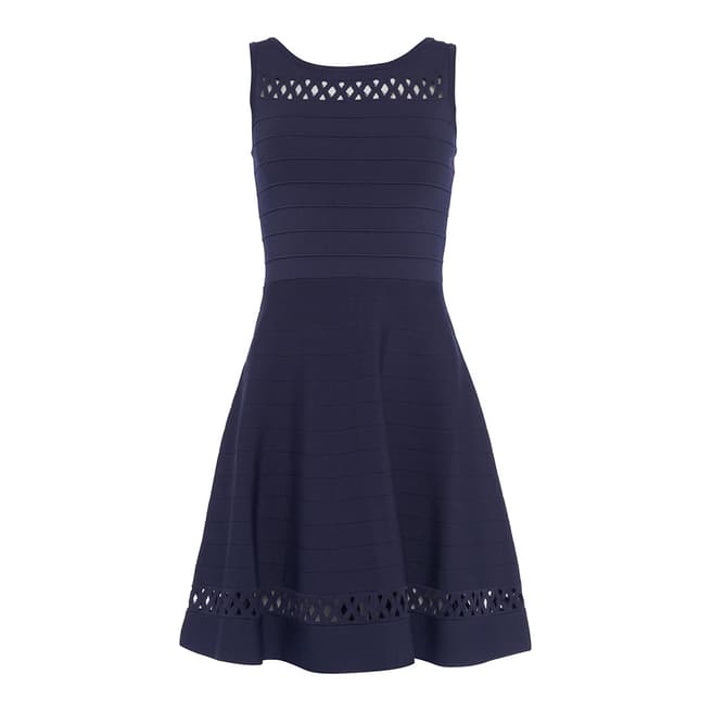 French Connection Duchess Blue Kai Crepe Fit Flare Dress
