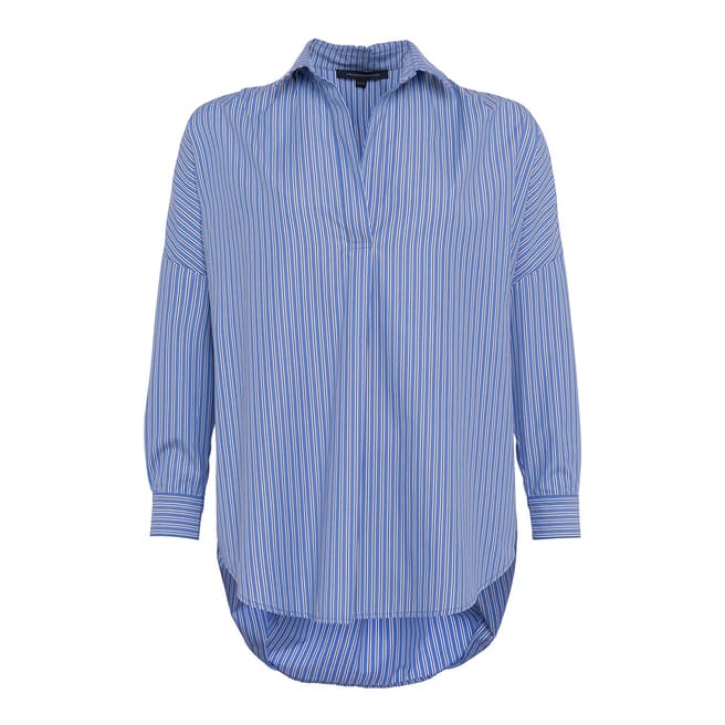 French Connection Blue/Multi Bega Stripe Cotton Shirt