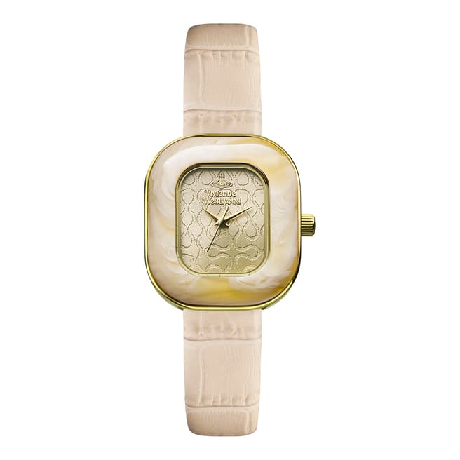 Vivienne Westwood Gold/Cream Tourte Leather Watch