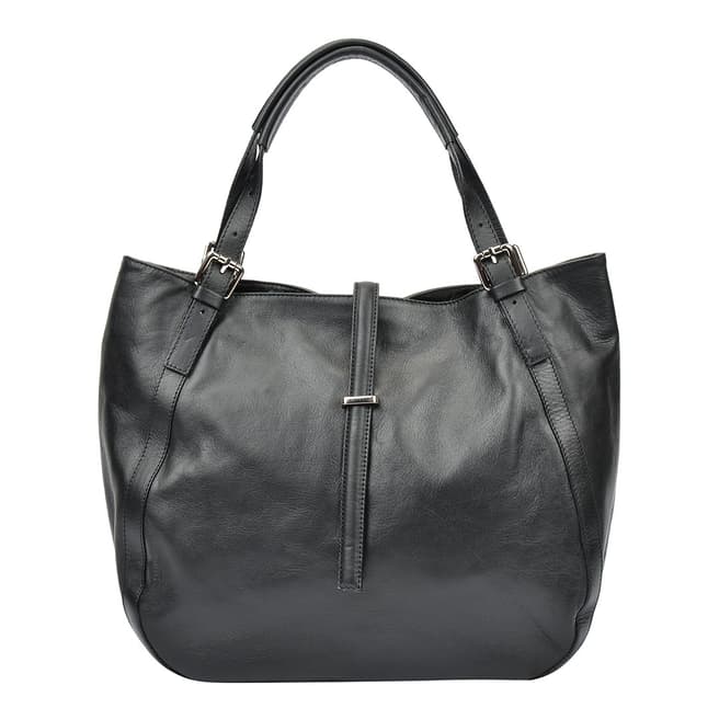 Carla Ferreri Black Leather Tote Bag