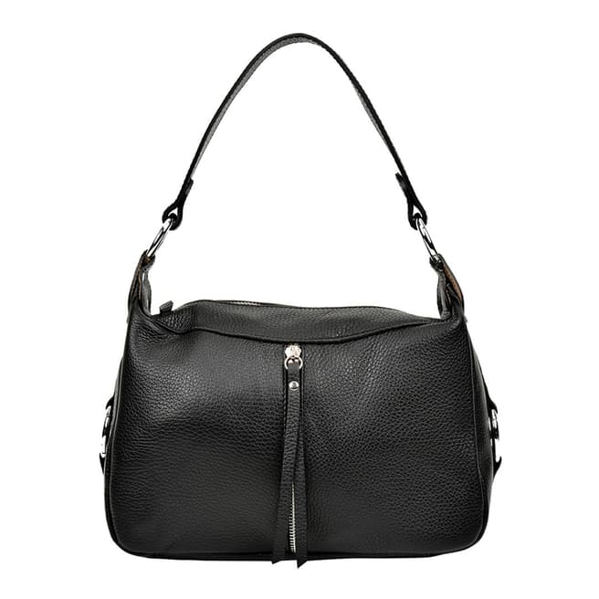 Carla Ferreri Black Leather Top Handle Bag