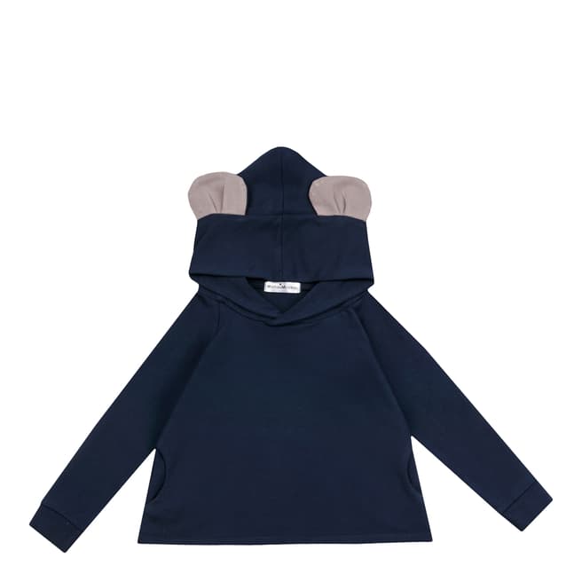Misha and Milo Navy Ear Detail Hooded Top