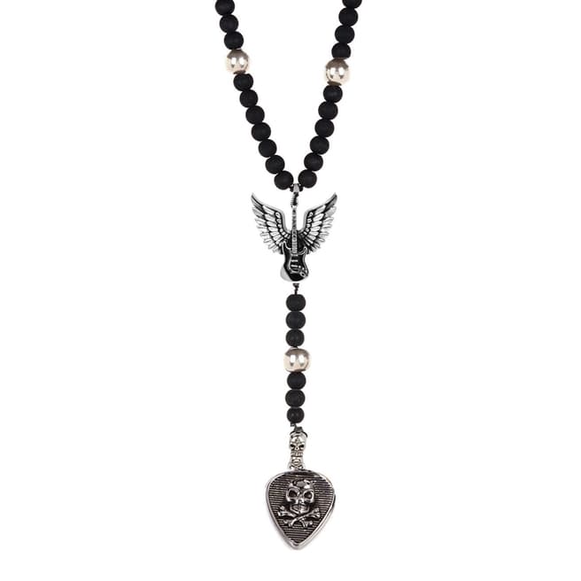 Stephen Oliver Men's Black Onyx Skull And Wing Necklace