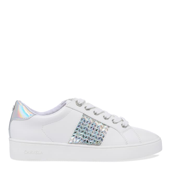 Carvela White Jazzier Embellished Low Top Trainers 