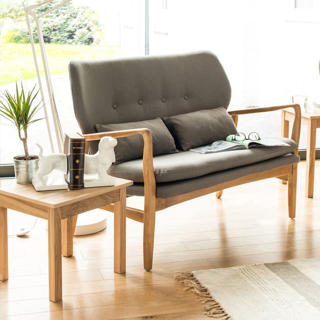 Premier Housewares Stockholm Grey Sofa with Birchwood Frame