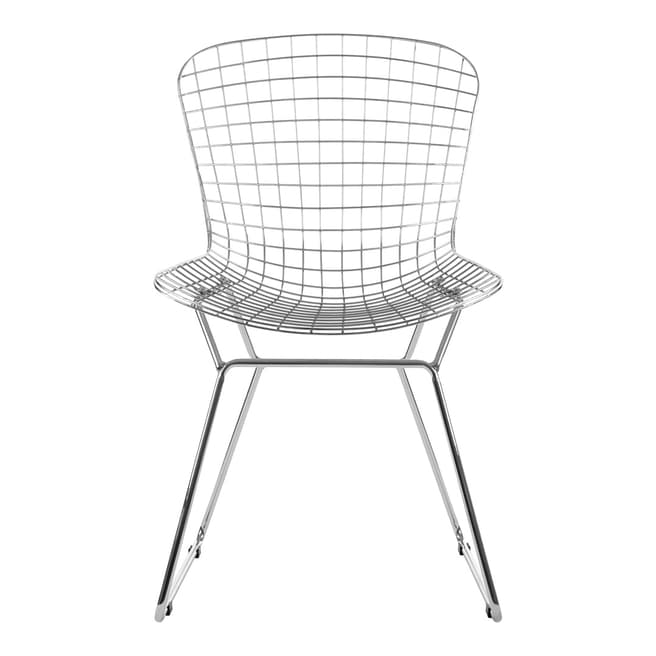 Premier Housewares District Chrome Metal Grid Frame Wire Chair