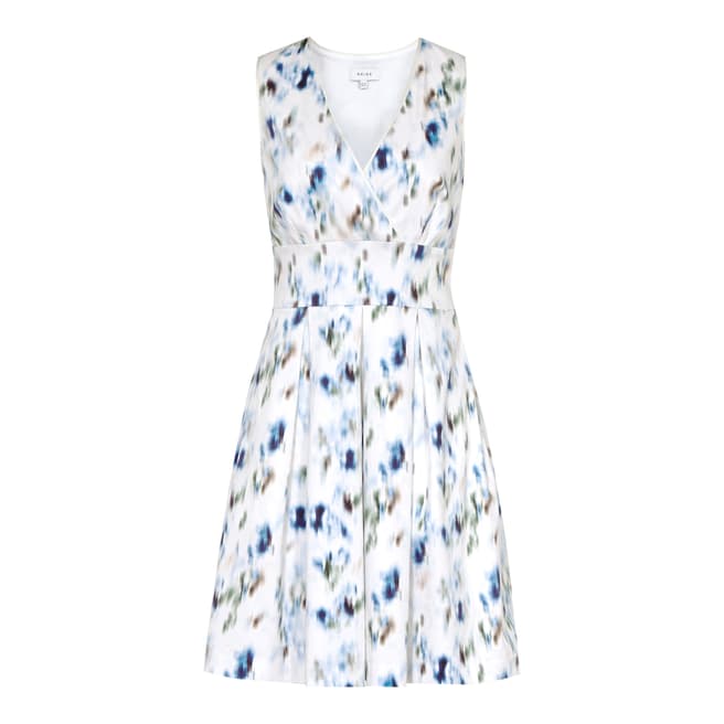 Reiss Off White/Blue Anabella Dress