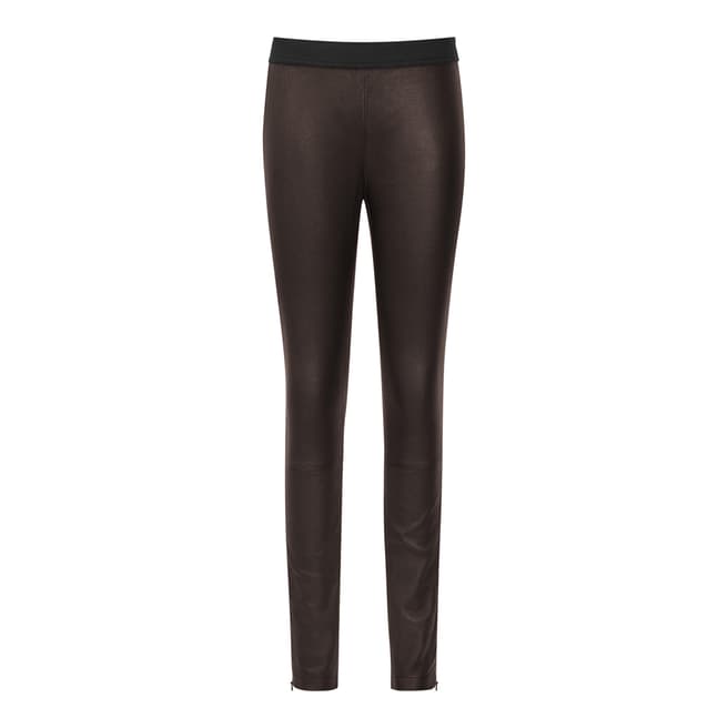 Reiss Chocolate Carrie Leather Leggings