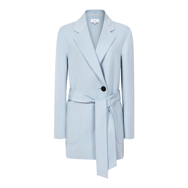 Reiss Light Blue Austen Wool Blend Coat