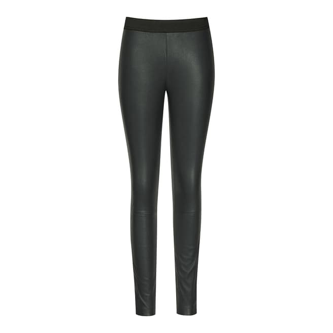 Reiss Olive Carrie Leather Leggings