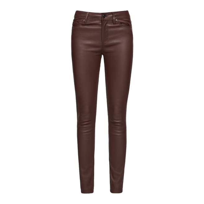 Reiss Oxblood Darcie Leather Trousers