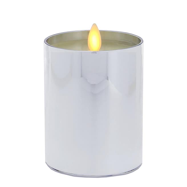 Luminara Silver Metal Pillar Candle 13cm