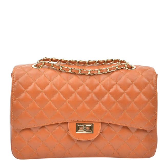 Carla Ferreri Cognac Leather Shoulder Bag