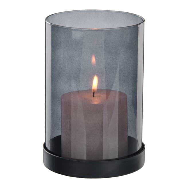 Native Home & Lifestyle Black Tinted Glass Candle Holder 10x10cm