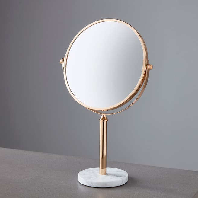 Native Home & Lifestyle Gold/Marble Gold Finish Mirror with Marble Base 21x11cm