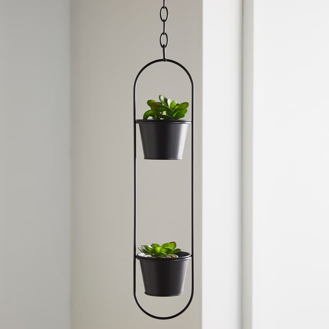 Native Home & Lifestyle Small Duo Black Hanging Plant Holder