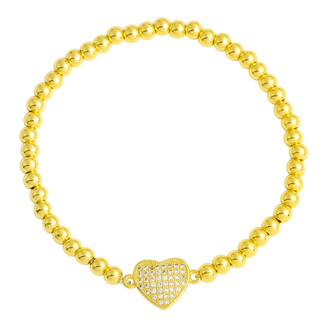 Chloe Collection by Liv Oliver Gold Plated Heart Pave Zirconia Bracelet
