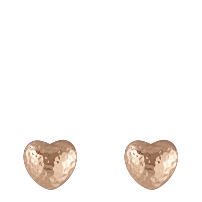 Chloe Collection by Liv Oliver Rose Gold Hammered Heart Stud Earrings