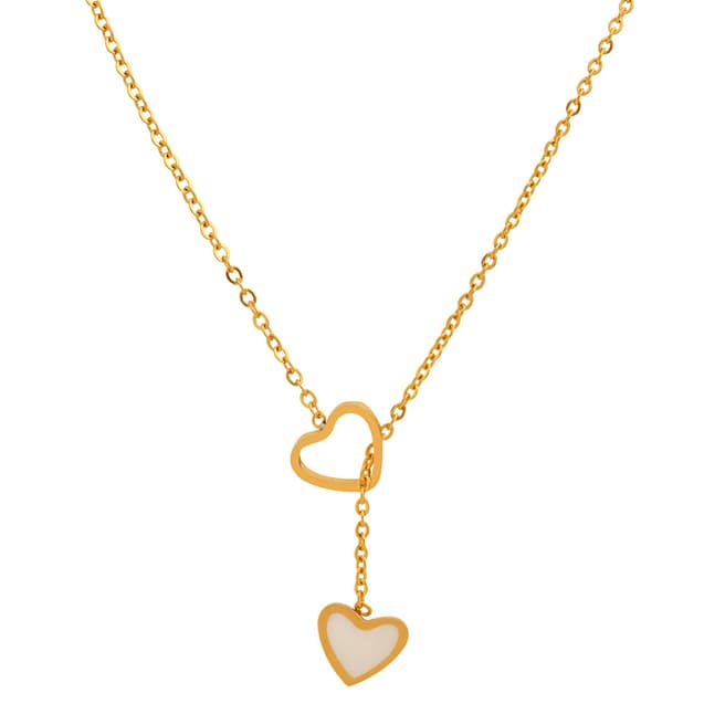 Chloe Collection by Liv Oliver Gold Mother of Pearl Heart Lariat Necklace