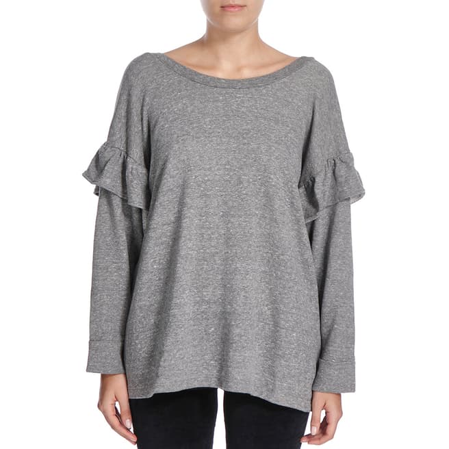 Current Elliott Heather Grey Ruffle Cotton Sweatshirt
