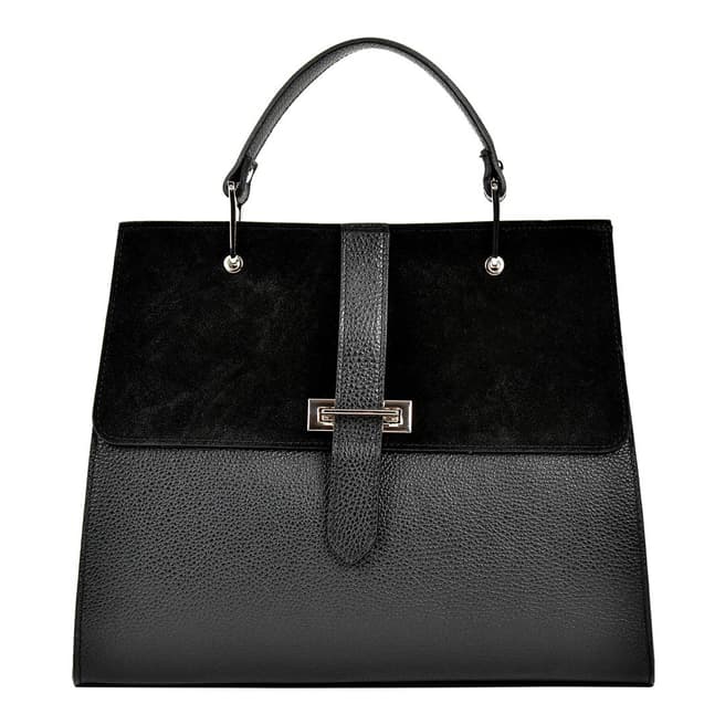 Renata Corsi Black Leather Top Handle Tote Bag