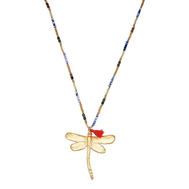 Tassioni Gold / Multi Dragonfly Necklace