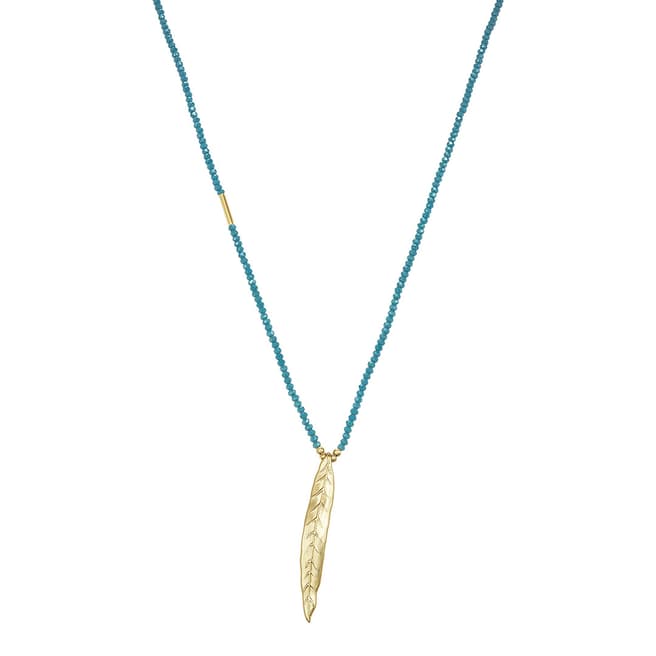 Tassioni Gold Leaf Turquoise Crystal Necklace