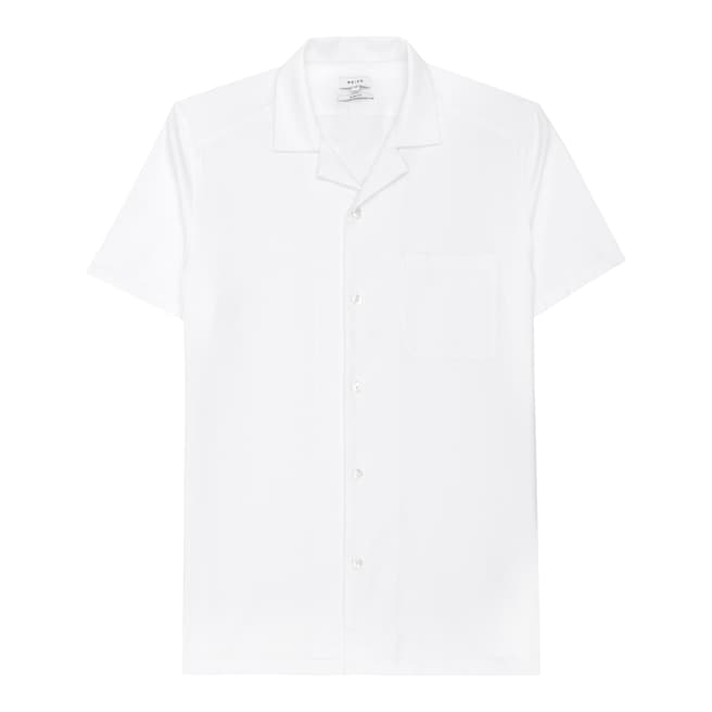 Reiss White Torino Textured Cotton Shirt
