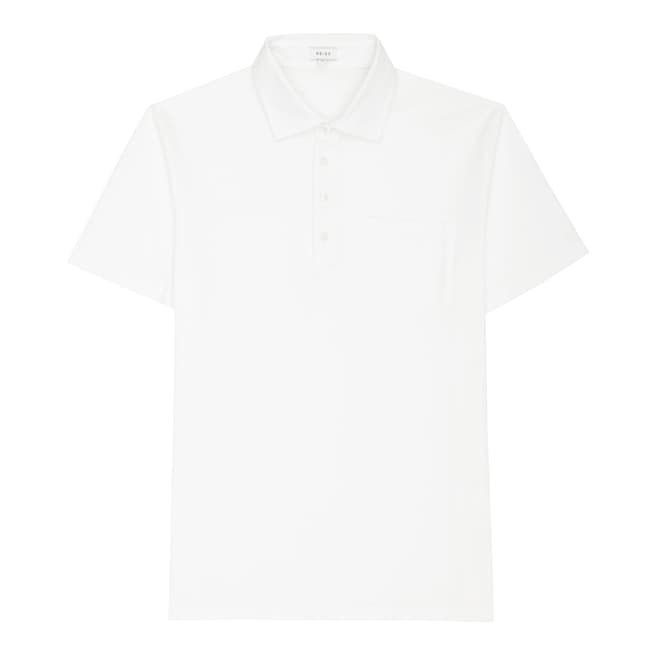 Reiss White Spirit Pique Jersey Cotton Polo Top