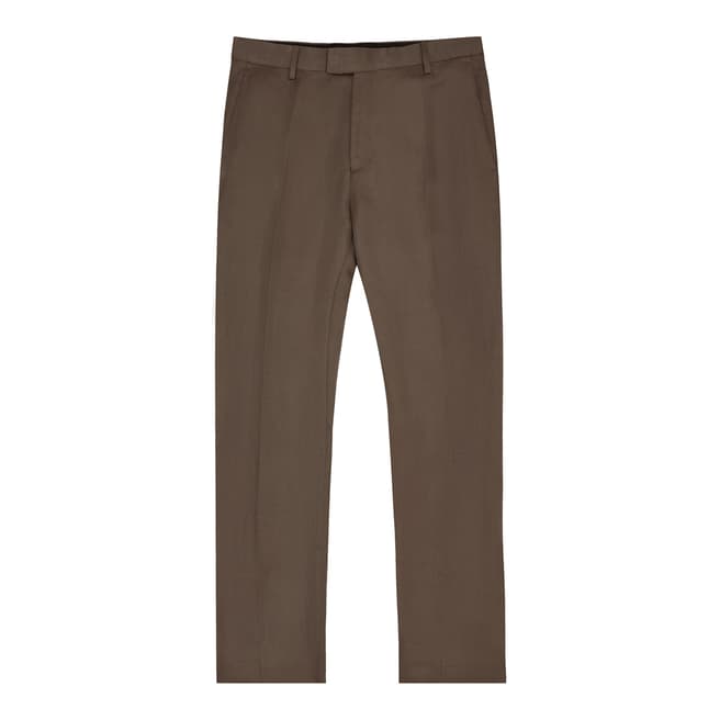 Reiss Brown Lounge Slim Linen Blend Suit Trousers