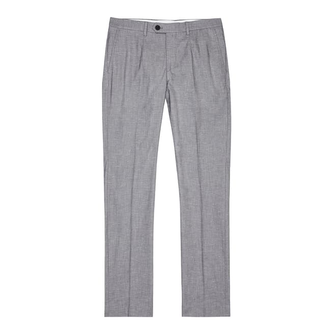 Reiss Grey Den Nep Stretch Cotton Trousers