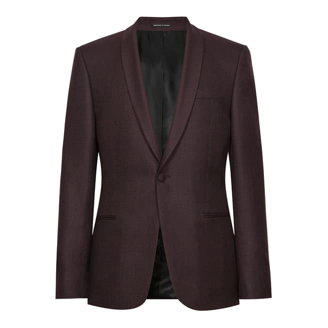 Reiss Bordeaux Hefner Shawl Wool Suit Jacket