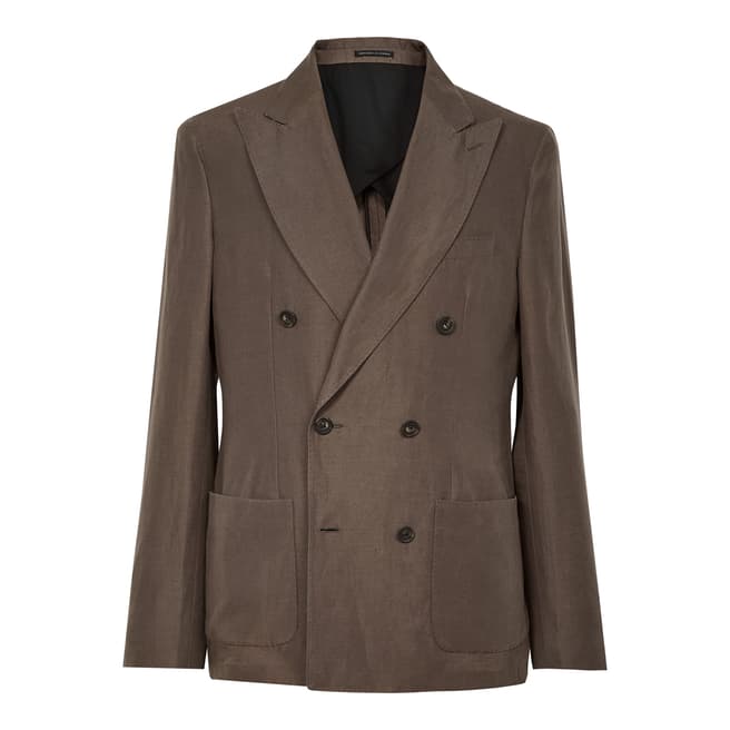 Reiss Brown Lounge Slim Linen Blend Suit Jacket