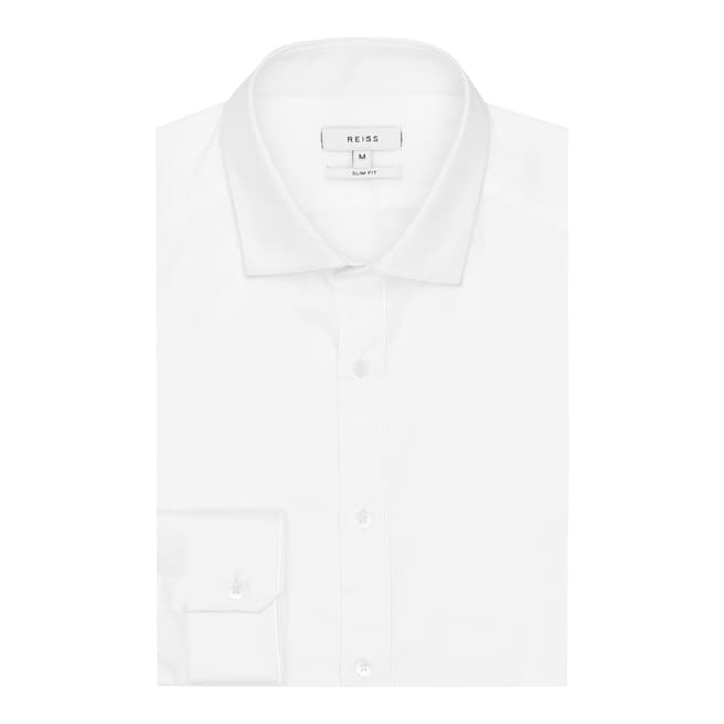 Reiss White Bane Collar Edge Cotton Shirt