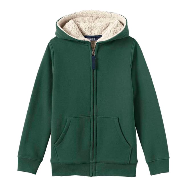 Lands End Boys' Green Sherpa-lined Hoodie