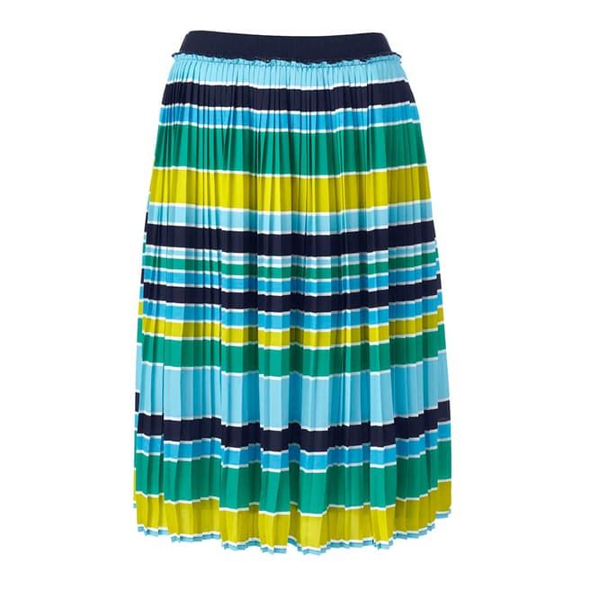 Lands End Aqua/Multi Pleated Stripe Skirt