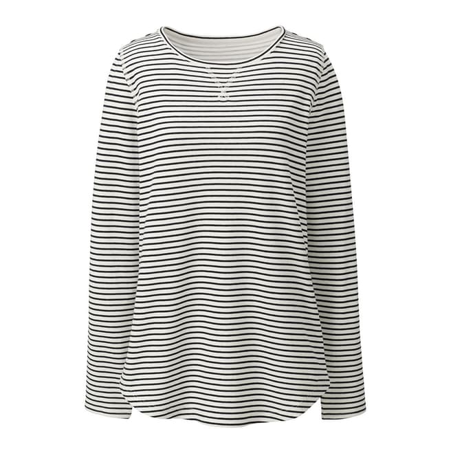 Lands End Ivory Starfish Striped Cotton Blend Top