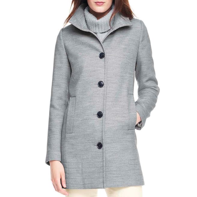 Lands End Grey Heather Stand Collar Coat