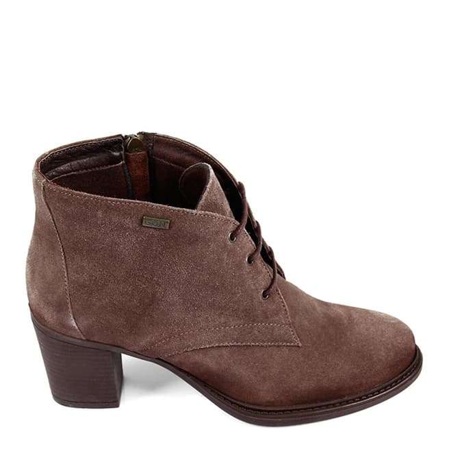 Gön Brown Suede Heeled Lace Up Boots