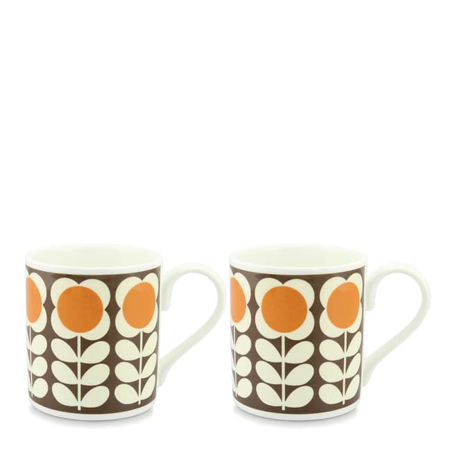 Orla Kiely Set of 2 Orange Poppy Stem Mugs